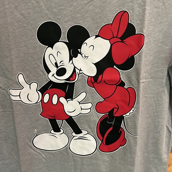 Disney NWT Mickey & Minnie Jrs.Ringer Style T-Shirt Size Various in Heather Gray - Picture 4 of 5